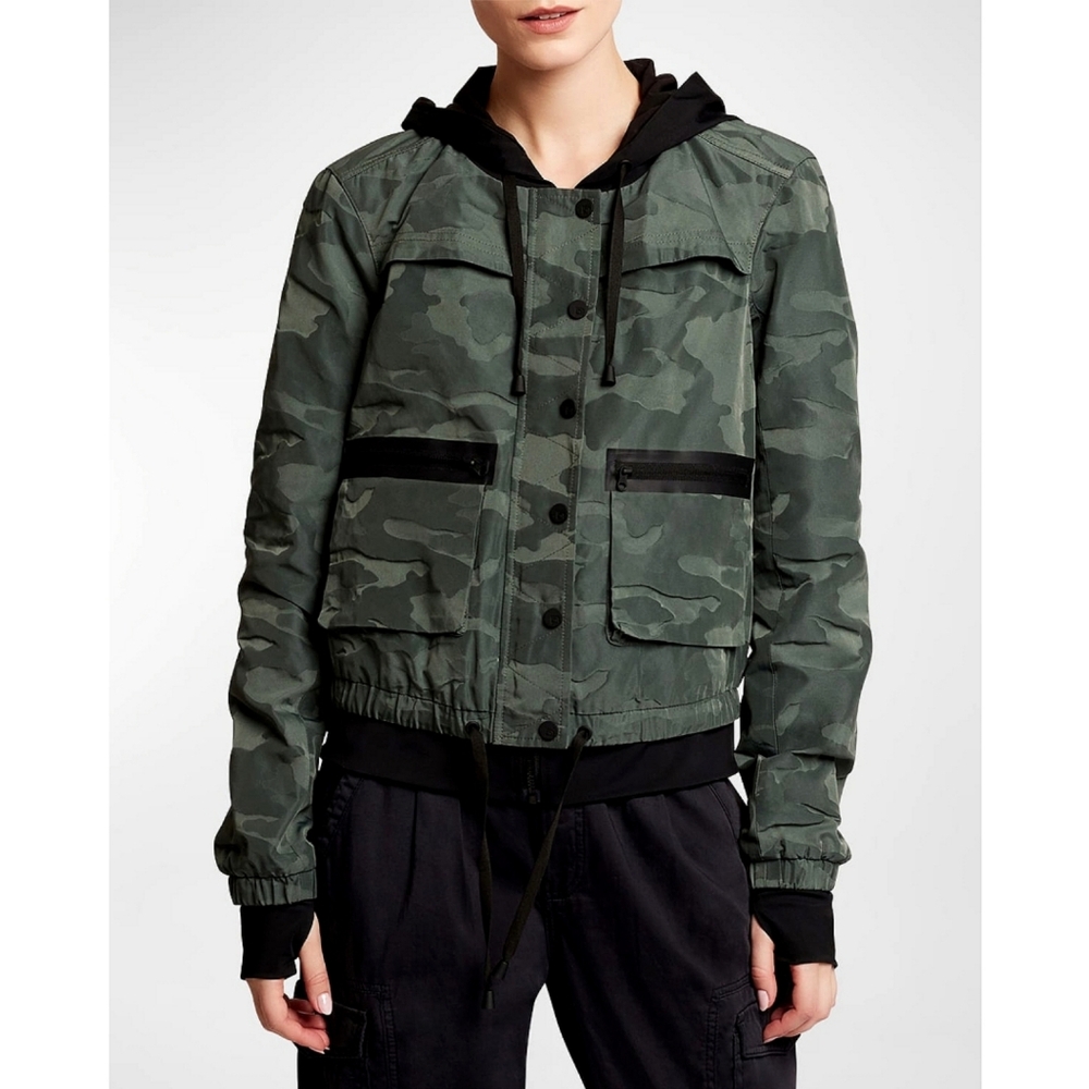 BLANC NOIR Skyfall Aviator Jacket Green Camo Medium Preppy Streetwear Camo